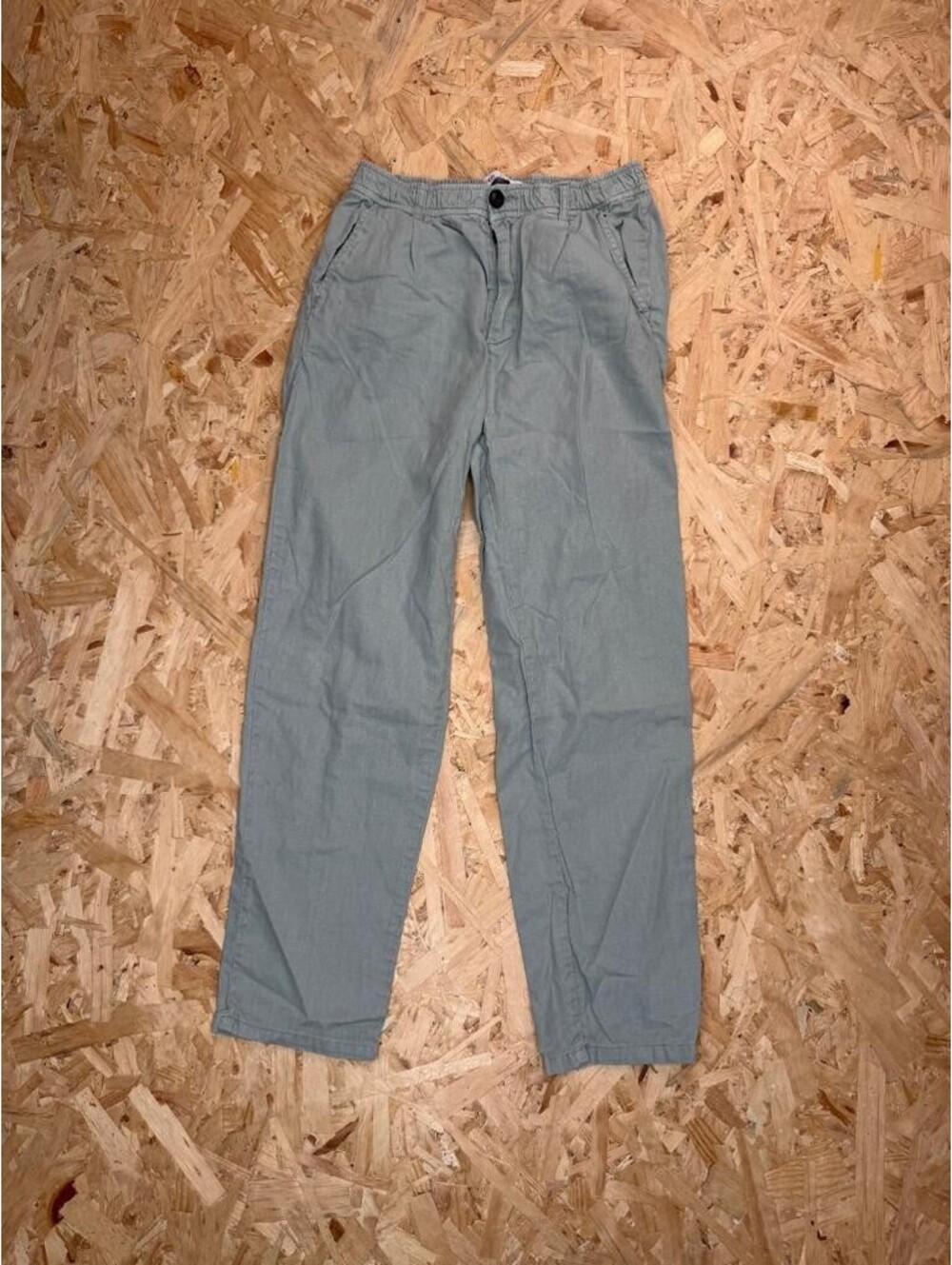 Zara Boys Green Linen Blend Pants Size 11-12 Years CM 152 Elastic Waist Chino